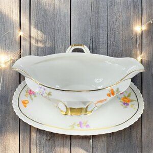 Vintage K&A Krautheim Selb Bavaria Porcelain Sauce Bowl Gravy Boat With Handles